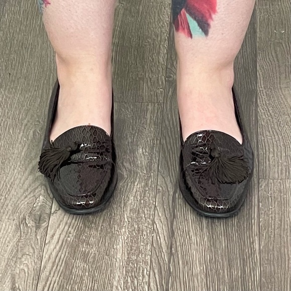 Vintage Selly Brown Tassel Square Toe Loafers 7 - Picture 3 of 6